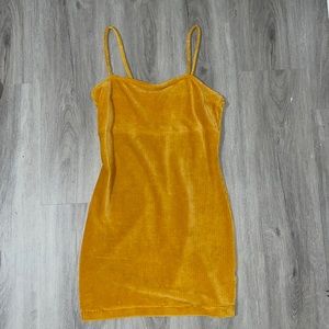 Yellow velvet ribbed dress